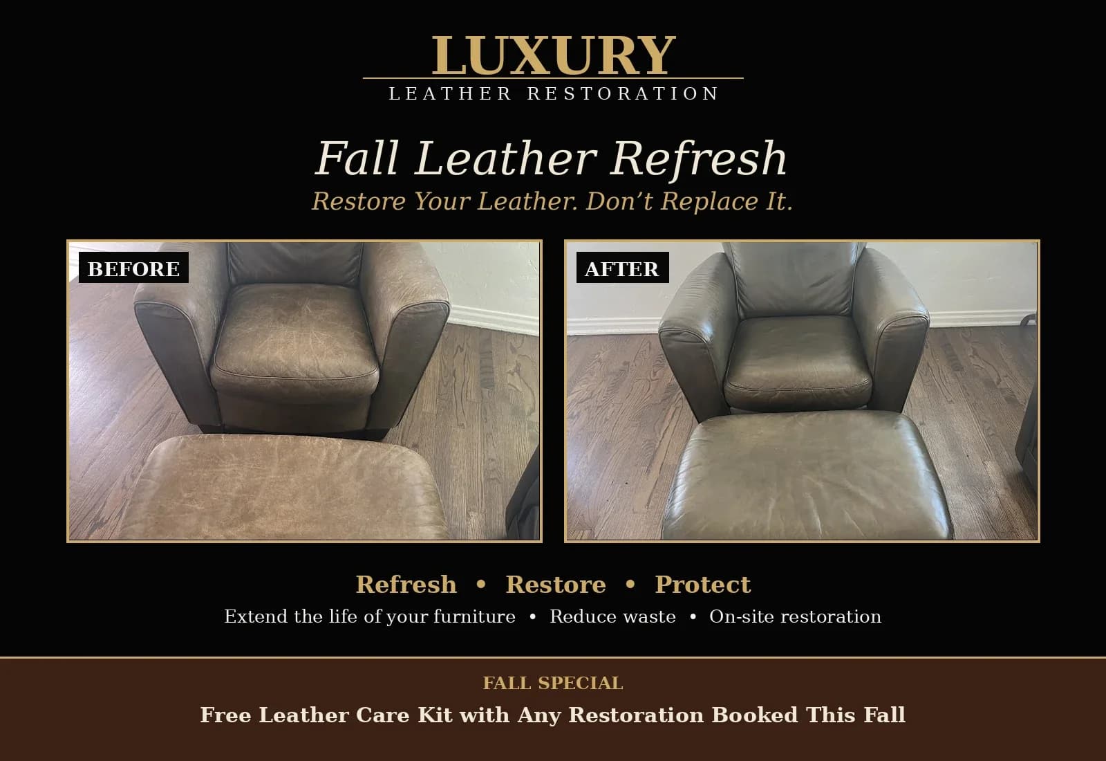 Preventative leather care service showcase