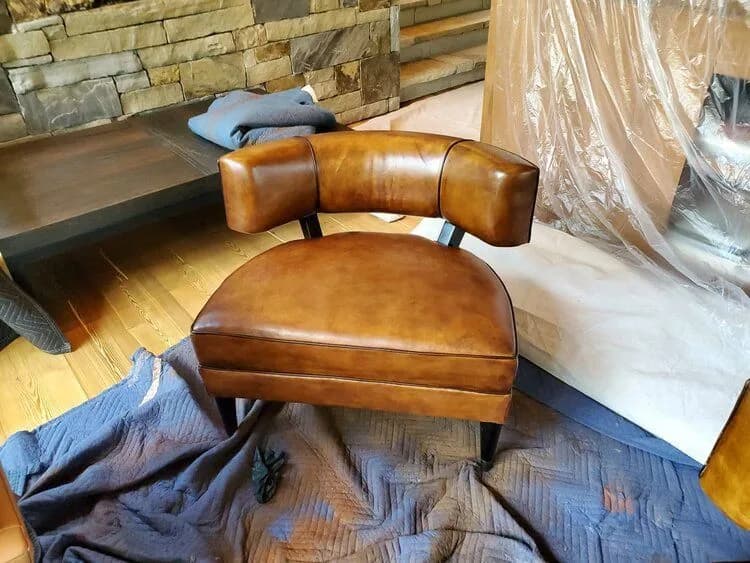 Leather chair inside a protected onsite work area