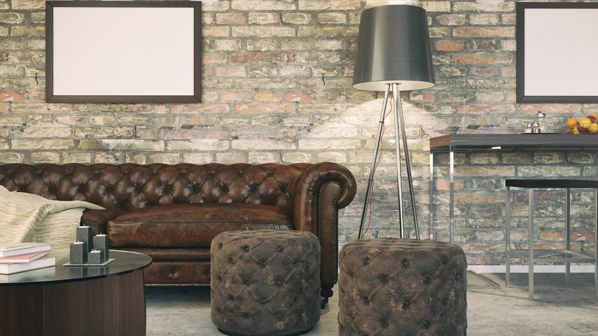 Well-kept leather furniture in a furnished room