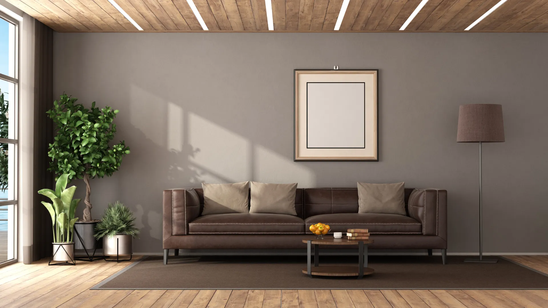 Leather furniture in a warm residential interior